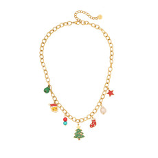 Stainless steel Christmas sled reindeer Santa Claus Christmas tree bracelet necklace earrings