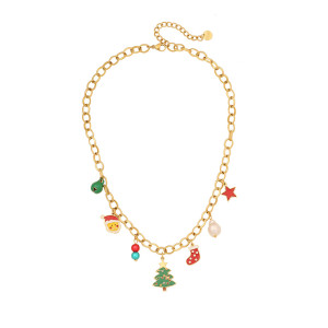 Stainless steel Christmas sled reindeer Santa Claus Christmas tree bracelet necklace earrings