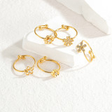 Stainless steel diamond studded multi-element open ring