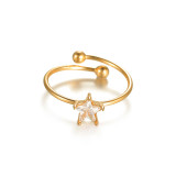 Stainless steel diamond studded multi-element open ring
