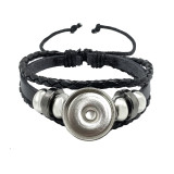 Multi layer woven punk cowhide bracelet