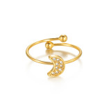 Stainless steel diamond studded multi-element open ring