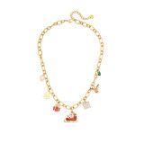Stainless steel Christmas sled reindeer Santa Claus Christmas tree bracelet necklace earrings