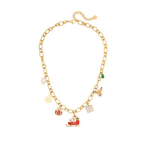 Stainless steel Christmas sled reindeer Santa Claus Christmas tree bracelet necklace earrings