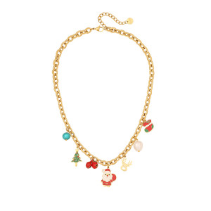 Stainless steel Christmas sled reindeer Santa Claus Christmas tree bracelet necklace earrings