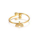 Stainless steel diamond studded multi-element open ring