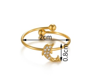 Stainless steel diamond studded multi-element open ring