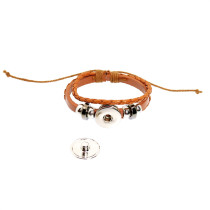 Multi layer woven punk cowhide bracelet