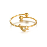 Stainless steel diamond studded multi-element open ring