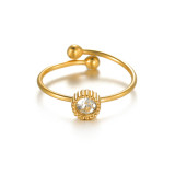 Stainless steel diamond studded multi-element open ring