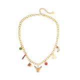 Stainless steel Christmas sled reindeer Santa Claus Christmas tree bracelet necklace earrings