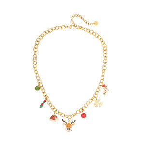 Stainless steel Christmas sled reindeer Santa Claus Christmas tree bracelet necklace earrings