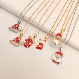Christmas stainless steel necklace with zircon pendant accessory