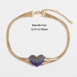 Color electrophoretic full diamond love necklace bracelet