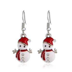 Christmas snowman cartoon earrings with diamond studded alloy earrings