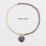 Color electrophoretic full diamond love necklace bracelet