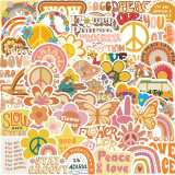 50 pieces of Groovy Boho Hippie stickers for luggage decoration, guitar notebook, waterproof stickers