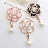 20MM Pearl Camellia Alloy  snap button charms