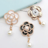 20MM Pearl Camellia Alloy  snap button charms