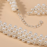 Handmade pearl bead crystal necklace with woven pearls fit 20mm Snaps button jewelry wholesale