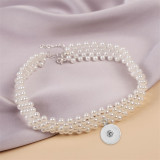 Handmade pearl bead crystal necklace with woven pearls fit 20mm Snaps button jewelry wholesale
