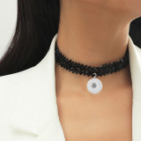 Handmade pearl bead crystal necklace with woven pearls fit 20mm Snaps button jewelry wholesale