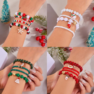 Christmas elements, rice bead bead bead bracelet, fashionable and versatile Santa Claus snowman bracelet set