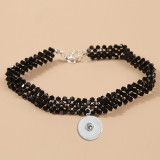 Handmade pearl bead crystal necklace with woven pearls fit 20mm Snaps button jewelry wholesale
