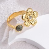 Flower zircon open ring