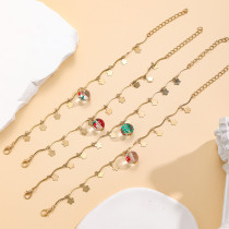 Christmas Glass Bead Alloy Flower Bracelet