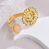 Flower zircon open ring