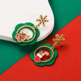Christmas Drip Oil Deer Snowflake Candy Earrings