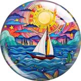20MM Colorful Canvas  Cartoon  glass snap button charms