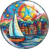 20MM Colorful Canvas  Cartoon  glass snap button charms