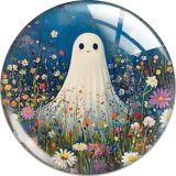 20MM Halloween Ghost Cartoon  glass snap button charms