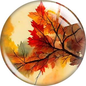 20MM Thanksgiving Maple Leaf Tree glass snap button charms
