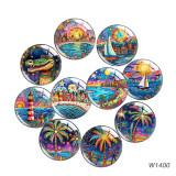 20MM Colorful Canvas  Cartoon  glass snap button charms