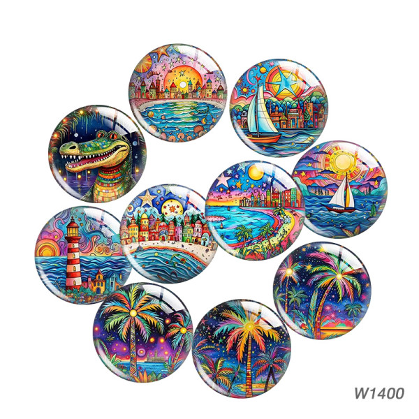 20MM Colorful Canvas  Cartoon  glass snap button charms