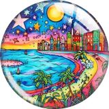 20MM Colorful Canvas  Cartoon  glass snap button charms