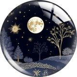 20MM Moon scenery Cartoon  glass snap button charms