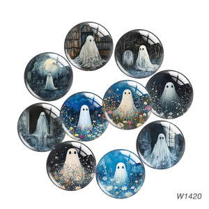 20MM Halloween Ghost Cartoon  glass snap button charms