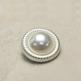 20MM Pearl metal silver plated snap charms