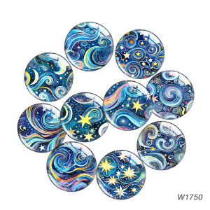 20MM Blue Starry Sky Cartoon  glass snap button charms