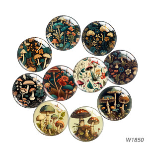 20MM Mushroom Cartoon  glass snap button charms