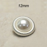 12MM Pearl metal silver plated snap charms