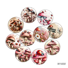 20MM Mushroom Cartoon  glass snap button charms