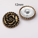 12MM flower metal silver plated snap charms