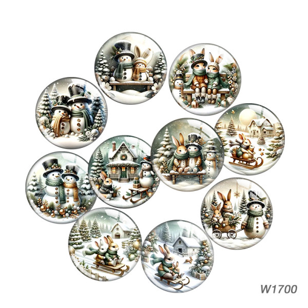 20MM Christmas Cartoon  glass snap button charms