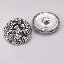 20MM flower metal silver plated snap charms