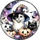 20MM Halloween Cat Cartoon  glass snap button charms